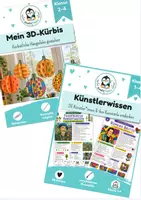 Vorschau - Mal- und Bastelvorlagen - Kunstunterricht Herbst: 3D-Kürbis & Künstlerkartei | Materialpaket Grundschule Klasse 2-4 - Deckblatt