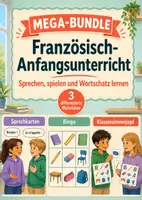 Vorschau - Arbeitsblätter - MEGA-Bundle Französisch-Anfangsunterricht – 3 differenzierte Sprech- und Wortschatzspiele - Deckblatt