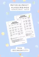 Vorschau - Arbeitsblätter - Materialpaket Klassenbingo - Spiel Kennenlernen Ferienende - Deckblatt