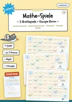 Vorschau - Spiele - Mathe-Spiele Paket – 3 Brettspiele + Escape Room mit Lösungen - Deckblatt