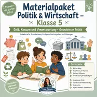 Vorschau - Stundenentwürfe - Politik & Wirtschaft Klasse 5 – XXL Materialpaket | Grundwissen Politik + Geld, Konsum & Verantwortung - Deckblatt