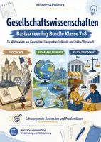 Vorschau - Arbeitsblätter - Gesellschaftswissenschaften Basisscreening Bundle Klasse 7–8 - Deckblatt