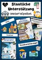 Vorschau - Arbeitsblätter - Staatliche Unterstützung Bundle: Bürgergeld, Sozialstaat, Sozialversicherung, Rente & Arbeitslosigkeit - Deckblatt