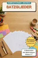 Vorschau - Arbeitsblätter - Satzglieder komplett – 12 Materialien: Quiz, Spickzettel & Vertretungsstunde - Deckblatt