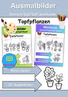 Vorschau - Mal- und Bastelvorlagen - Ausmalbilder & Mandalas PAKET Thema Topfpflanzen - Grundschule - Bastelvorlagen - Deckblatt