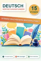 Vorschau - Stundenentwürfe - Vertretungsstunde Deutsch Paket – 15 komplette Stunden Klasse 1-9 - Deckblatt
