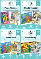 Vorschau - Unterrichtsreihen - Künstler im Kunstunterricht Grundschule – Picasso, Hundertwasser, Keith Haring & James Rizzi | Kunst Klasse 2–4 - Deckblatt