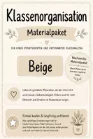 Vorschau - Präsentationen/Tafelbilder - Klassenorganisation – Materialpaket | Beige-braun | Wachsendes Materialpaket - Deckblatt