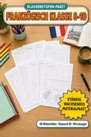 Vorschau - Arbeitsblätter - Französisch Klasse 8-10 Paket – 20 Materialien: Zeiten, Textarbeit & Landeskunde - Deckblatt