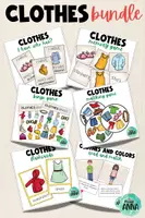 Vista previa - Unidades / Secuencias / Situaciones de Aprendizaje - Clothes Vocabulary Bundle | Vocabulario de ropa en inglés - Portada