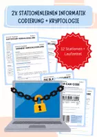 Vorschau - Arbeitsblätter - Codierung & Kryptologie (Verschlüsselung) | 2 komplette Stationenlernen (Informatik Sek I) - Deckblatt