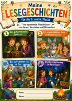 Vorschau - Arbeitsblätter - Materialpaket: Lesegeschichten mit Leseverständnis – 4 spannende Geschichten für Klasse 3 & 4 - Deckblatt