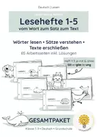 Vorschau - Arbeitsblätter - Lesen Klasse 1–3 – Lesehefte 1–5 | Vom Wort zum Satz zum Text | Gesamtpaket mit & ohne Silbengliederung - Deckblatt
