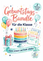 Vorschau - Arbeitsblätter - Geburtstags-Bundle für die Klasse – Rituale, Erinnerungsblätter, Geburtstagspost & Gutscheine - Deckblatt