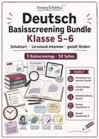 Vorschau - Arbeitsblätter - Deutsch Basisscreening Bundle Klasse 5–6 Schulstart - Deckblatt