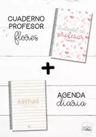 Vista previa - Para docentes: organización, planificación y formación - Cuaderno profesor flores + agenda diaria - Portada