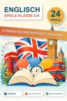 Vorschau - Spiele - Englisch Spiele Paket Klasse 5-6 – 24 Dominos & Wortschatz-Spiele - Deckblatt