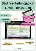 Vorschau - Lehrpläne/Lehrermaterial - Stoffverteilungspläne Mathematik – Klassen 5–10 (SJ 2026/27 BW) - Deckblatt