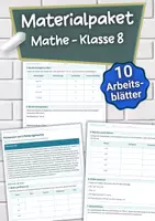 Vorschau - Arbeitsblätter - Materialpaket – Mathematik Klasse 8 – Arbeitsblätter - Deckblatt