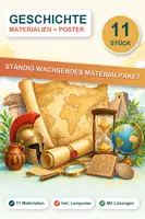 Vorschau - Unterrichtsreihen - Geschichte Paket – 11 Materialien: Steinzeit, Mittelalter & Weltkriege - Deckblatt