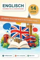 Vorschau - Unterrichtsreihen - Englisch Sekundarstufe Paket – 14 Materialien: Grammatik & Landeskunde - Deckblatt