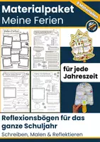 Vorschau - Arbeitsblätter - Materialpaket "Meine Ferien" – 9 Reflexionsbögen & Steckbriefe für jede Jahreszeit | Schreiben, Malen & Ausfüllen - Deckblatt