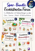 Vorschau - Mal- und Bastelvorlagen - Bundle: 4 x Erzählen von den Ferien - Bildkarten - Deckblatt