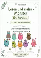Vorschau - Arbeitsblätter - Materialpaket Lesen und malen Monster - Deckblatt