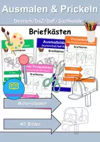 Vorschau - Arbeitsblätter - Ausmalbilder & Prickelbilder PAKET Thema Briefkästen - Grundschule - Bastelvorlagen - Deckblatt