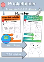 Vorschau - Arbeitsblätter - Prickelbilder / Fensterbilder PAKET Thema Hamster - Grundschule - Bastelvorlagen - Deckblatt