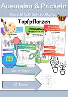 Vorschau - Arbeitsblätter - Ausmalbilder & Prickelbilder PAKET Thema Topfpflanzen - Grundschule - Bastelvorlagen - Deckblatt