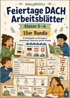 Vorschau - Arbeitsblätter - Feiertage DACH Arbeitsblätter Klasse 5–6 – 15er Bundle - Deckblatt