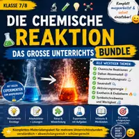 Vorschau - Arbeitsblätter - 🧪 Die chemische Reaktion – Unterrichtsbundle Klasse 7/8 ⚗️🔥 Chemische Reaktionen • Dalton-Atommodell • Massenerhaltung • Sauerstoff • Aktivierungsenergie • Exotherm & Endotherm • Symbolschreibweise & Wertigkeit AB/Lösungen/Einstieg/Ausstieg - Deckblatt