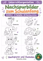 Vorschau - Arbeitsblätter - Materialpaket Nachspurbilder Schulanfang – Tierbundle Feinmotorik - Deckblatt