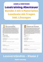 Vorschau - Stundenentwürfe - Lesetraining Abenteuer Materialpaket – Leseverständnis Klasse 2 | 5 Materialien mit Lösungen (Set 2) - Deckblatt