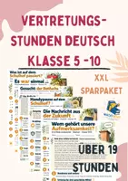 Vorschau - Stundenentwürfe - Materialpaket Vertretungsstunden Deutsch 5 - 10 Klasse (Texte schreiben, Grammatik und Rechtschreibung) - Deckblatt
