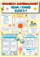 Vorschau - Arbeitsblätter - Spanisch Sommer Materialpaket | Verano, Vacaciones & Back to School nach den Sommerferien | Wortschatz, Lesen, Schreiben & Spiele für den Spanischunterricht | Klasse 5/6/7 - Deckblatt