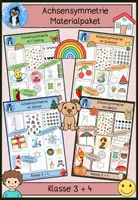 Vorschau - Unterrichtsreihen - Achsensymmetrie Materialpaket – Stationenarbeit & Lerntheke | Frühling, Sommer, Herbst & Winter | Klasse 3–4 - Deckblatt