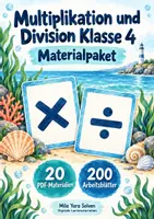 Vorschau - Arbeitsblätter - Multiplikation und Division Klasse 4 | Materialpaket | 20 PDFs mit 200 Arbeitsblättern - Deckblatt