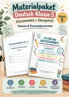 Vorschau - Stundenentwürfe - Materialpaket Deutsch Klasse 5: Nomen & Personalpronomen | Übungsheft + Klassenarbeit + Lösungen - Deckblatt