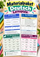 Vorschau - Arbeitsblätter - Materialpaket Deutsch - 10 Lernspiele | Grammatik & Sprache spielerisch üben - Deckblatt