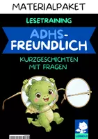 Vorschau - Arbeitsblätter - ADHS-Lesetraining Komplettpaket | 12 Themenhefte mit Struktur-Elementen | Zeitbegrenzung, Atemübung, Abhak-System | Grundschule/Sek I - Deckblatt
