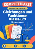 Vorschau - Arbeitsblätter - Gleichungen und Funktionen Klasse 8/9 – Übungspaket - Deckblatt
