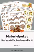 Vorschau - Arbeitsblätter - Materialpaket Mathe Herbst Klasse 1 | Addition & Zahlzerlegung bis 10 | Rechnen mit Äpfeln & Eicheln - Deckblatt
