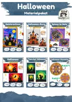 Vorschau - Mal- und Bastelvorlagen - Materialpaket Halloween | Kunst und basteln Grundschule Herbst, Klasse 1, Klasse 2, Klasse 3, Klasse 4 - Deckblatt