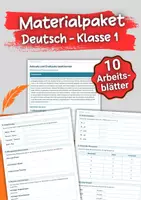 Vorschau - Arbeitsblätter - Materialpaket – Deutsch Klasse 1 – Arbeitsblätter - Deckblatt