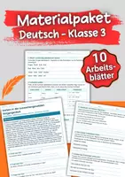Vorschau - Arbeitsblätter - Materialpaket – Deutsch Klasse 3 – Arbeitsblätter - Deckblatt