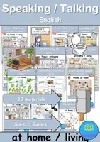 Vorschau - Arbeitsblätter - Materialpaket - Reden / Sprechen / Speaking / Talking - At home / Living / Furniture & Rooms - zu Hause / wohnen / Möbel & Räume - Englisch - Deckblatt