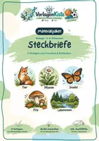 Vorschau - Mal- und Bastelvorlagen - Steckbrief-Kiste Biologie – 5 Steckbriefvorlagen für Tiere, Insekten, Pflanzen, Pilze & Lebensräume | Unterstufe - Deckblatt