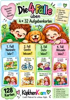 Vorschau - Stationenlernen - Die 4 Fälle üben – Ergänzungen bestimmen | 128 Aufgabenkarten - Deckblatt